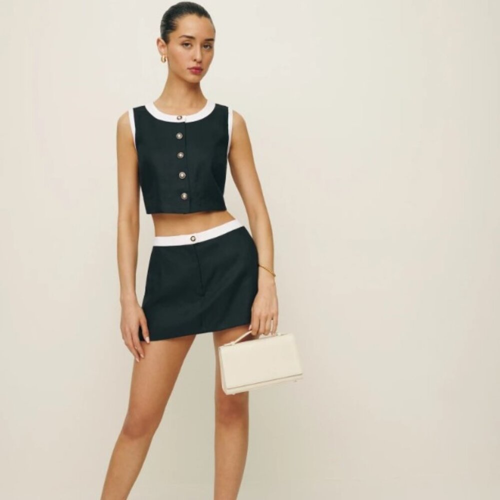 Reformation Roxy Linen Two Piece in Black